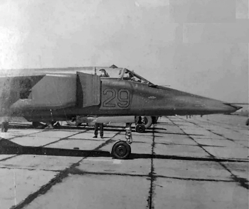 Right: Algerian pilot in MiG-23BN  Flogger-H  at Lugovaya airport in USSR in 1977