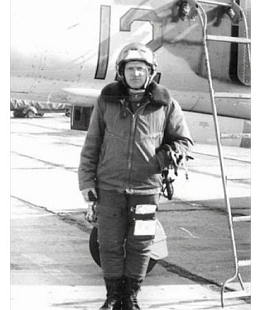 Soviet 715th Training Air regiment's crew and theirs MiG-23MS  Flogger-E  export fighter aircraft in the seventies at Lugovaya airfiled . (B/N: red 12 and red 11)