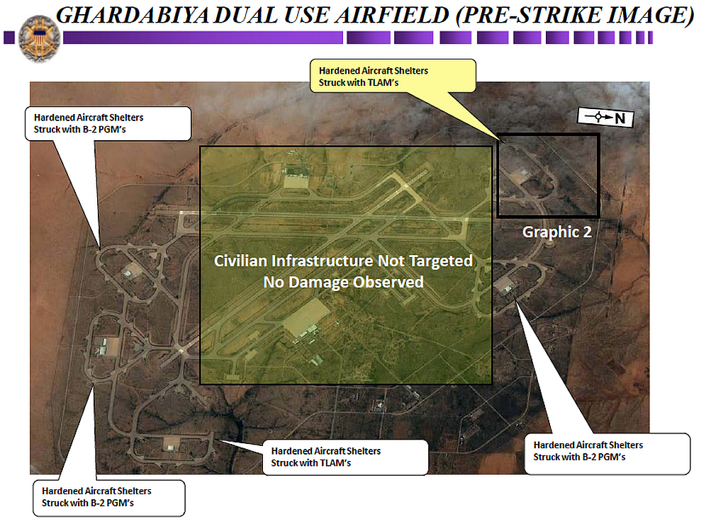Ghardabiya Sirte Air Base air strike in 2011. Photo: AFPS
