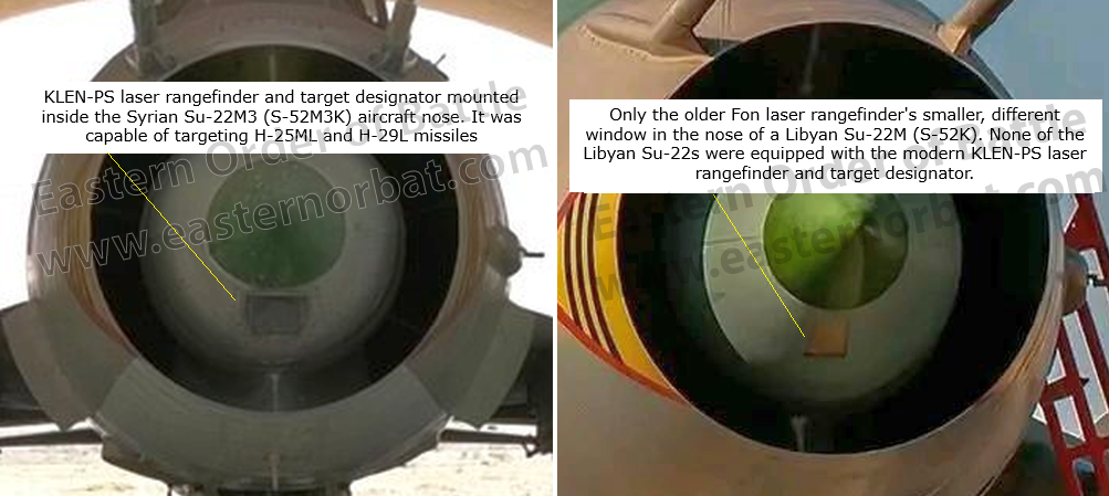 KLEN-PS laser rangefinder and target designator - Comparison of Libyan Su-22s with more modern or upgraded Syrian Su-22s