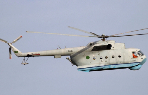 Libyan 1314th Squadron Mil Mi-14PL Haze-A search and rescue and anti-submarine helicopter with Type 12-M search radar. Photo: Chris Lofting