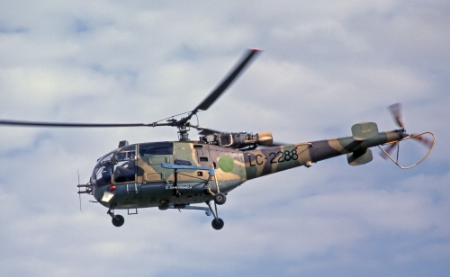  After 1981 the lower-performance Arospatiale SA 316B Alouette III helicopters were mainly used the 1315th Squadron in the country's inland areas. Photo: John Visanich