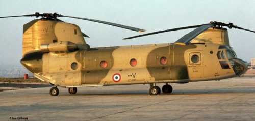 Photo: The LC-007 early Libyan CH-47C Chonook at Malta in 1977. Photo: Joe Cilibert