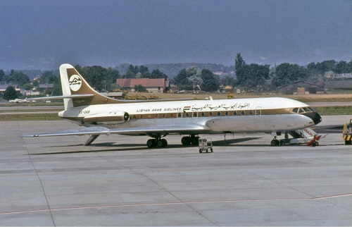 Libyan Arab Airlines Sud Aviation Caravelle at Geneva International Airport 1971