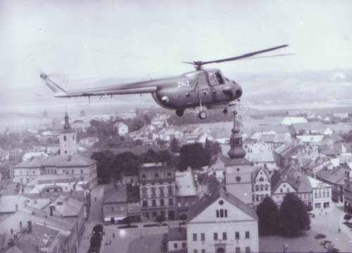 The 12th Helicopter Regiment above Lanškrouna city in 1967