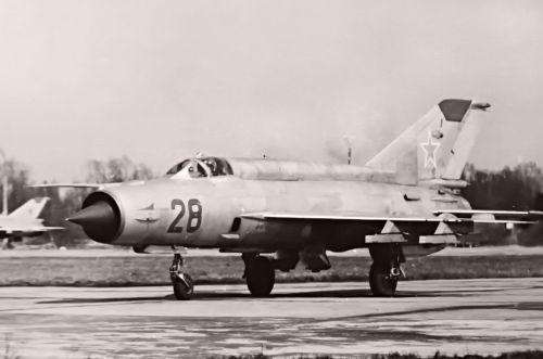 Soviet Air Force MiG-21SM Fishbed-J tactical fighter of 159th Guard Regiment in Kluczewo airport. Photo: Vikmor Chuhraj