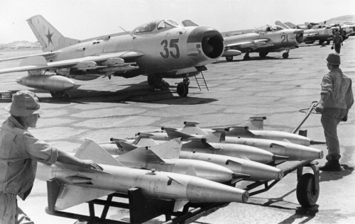 USSR MiG-19PM Farmer-E and MiG-17PFU Fresco-E at Krasnovodsk