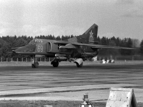 Soviet MiG-27K Flogger-J2 at the Lrz airport in 1983 East Germany