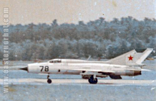 Soviet 234th Fighter Air Regiments MiG-21PFM Fishbed-F on Domodedovo airshow in 1967 with SPRD-99 RATO rockets