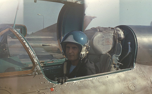 Soviet Air Force of the Southern Group of Forces's pilot front of his MiG-21bis Fishbed-L at Hungary Tököl airport