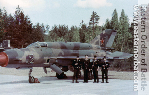 The 66th Fighter Bomber Air Regiment's old MiG-21SMT Fishbed-K bombers.