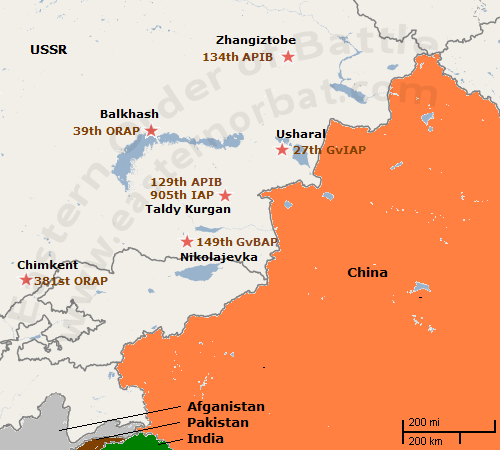 Soviet 73rd Tactical Air Army order of battle map in 1978