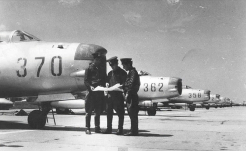 Albanian pilots in front of MiG-19PM 