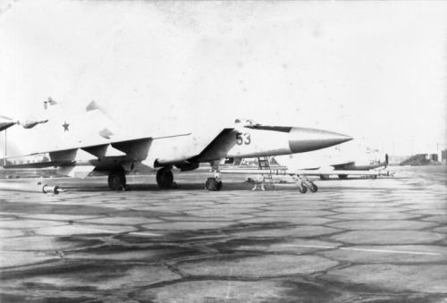 Soviet MiG-25P Foxbat-A interceptors at Nasosnaya airport close to Baku city in the seventies
