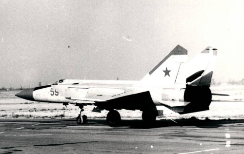 Soviet MiG-25P Foxbat-A interceptors at Nasosnaya airport close to Baku city in the seventies