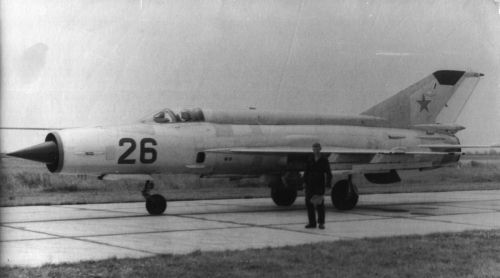 Soviet MiG-21SM Fishbed-J at Mirgorod in 1975. Photo:  Malasaj Anatoly