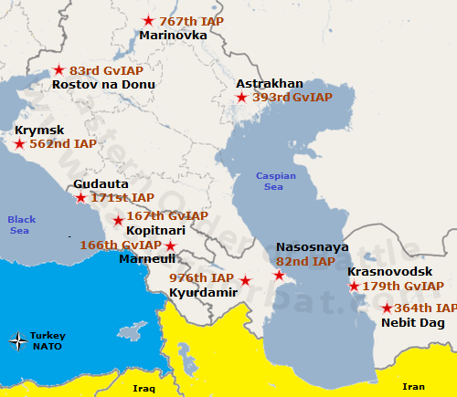 Baku Red Banner Air Defence District Order of Battle in 1973 map