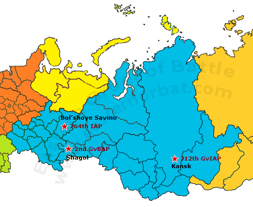 Russian Air Force Russian Central Military District order of battle map