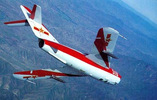 Chinese August 1st Aerobatic Display Team's Chengdu JJ-5 (MiG-17) Fresco aircraft