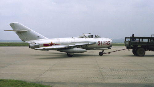 In 1979 at Changsa airport one Shenyang J-5 MiG-17F Fresco-C dog fight fighter which belonged to the 18th Air Division. Photo: Robert Setterfield