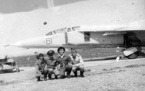 An early grey MiG-23UB Flogger-C at Lugovaya AB in 1978