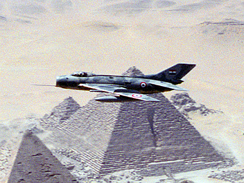 Egyptian Shenyang F-6C over pramis