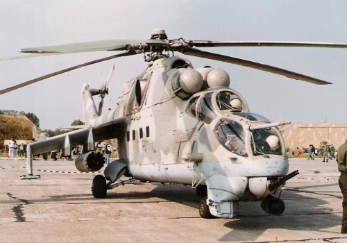 Hungarian Air Force 87th Combat Helicopter Brigade  Mi-24V Hind-E combat helicoptern in Pápa AB 1990. Photo: Simon László