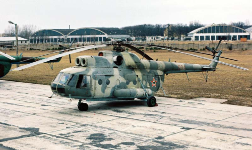 Hungarian Mi-9 Hip-G flying command post helicopter in Cold War. Photo: Nagy András collection
