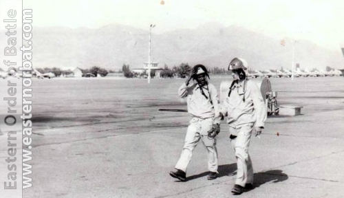 African pilot and his soviet instructor in Kant airport. Background the regiment's MiG-17 Frescos. Photo: Fomicheva A.P.