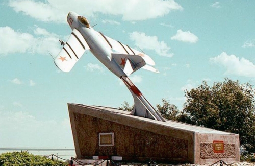 Preserved M-17M (MiG-17) Fresco-A target drone at the Priozersk city  Sary Shagan