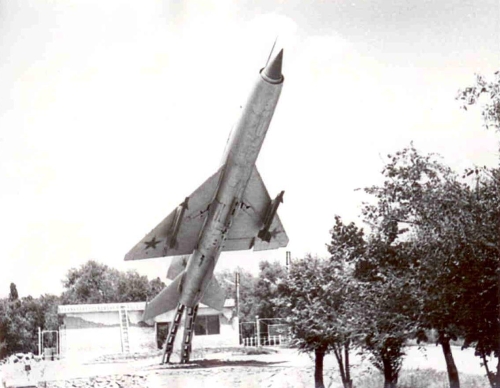 Soviet memorial MiG-21PF or early FL Fishbed-D version in Lugovaya