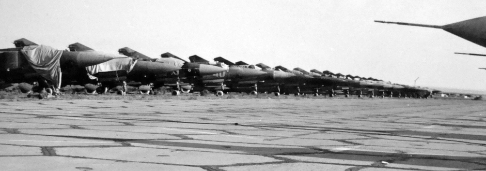 Soviet MiG-23M/UB Flogger-B/C row at the Yangadzha storage airport in Turkmenistan in 1992. Photo: Andrey Marusich