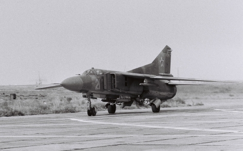 USSR MiG-23M Flogger-B at Privolzhskiy, Astrakhan airport on the STRELBA-85 exercise in 1985