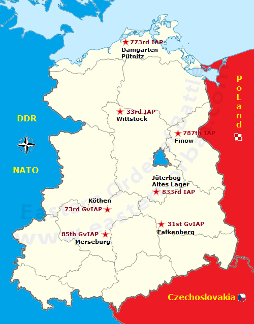 Soviet Air Force of the Western Group of Forces order of battle in 1983 map