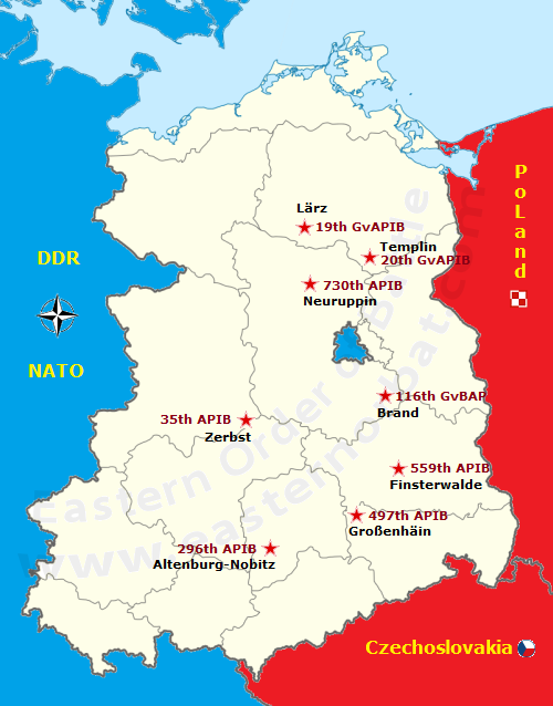 Soviet Air Force of the Western Group of Forces order of battle in 1983 map