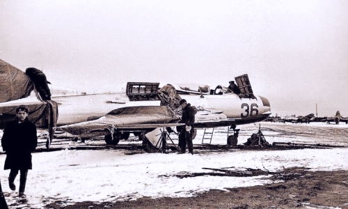 USSR 431st regiment MiG-19PM Farmer-E with RS-2U AA-1 Akali missile at Afrikanda airport