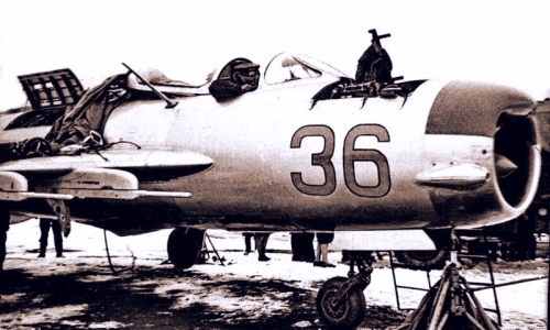 USSR 431st regiment MiG-19PM Farmer-E with RS-2U AA-1 Akali missile at Afrikanda airport