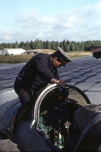 Soviet MiG-25 Foxbat interceptors at the Letneozersky airport