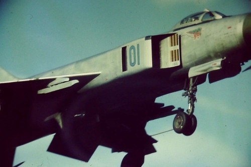 Soviet Su-15TM Flagon-F interceptor at the Besovets air base in the eighties