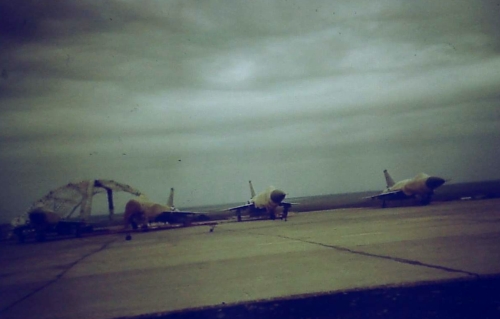 The Soviet 57th Guard Fighter Air Regiment Su-15TM 'Flagon-F'interceptors at the Norilsk airport at the end of the eighties.