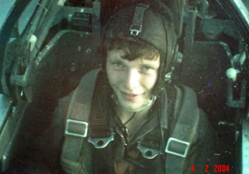 Soviet cadet in L-29 Delfin trainer aircraft at Bagerovo airport in 1986