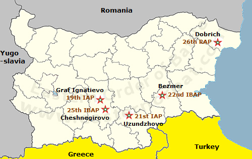 Bulgarian Air Force order of battle map