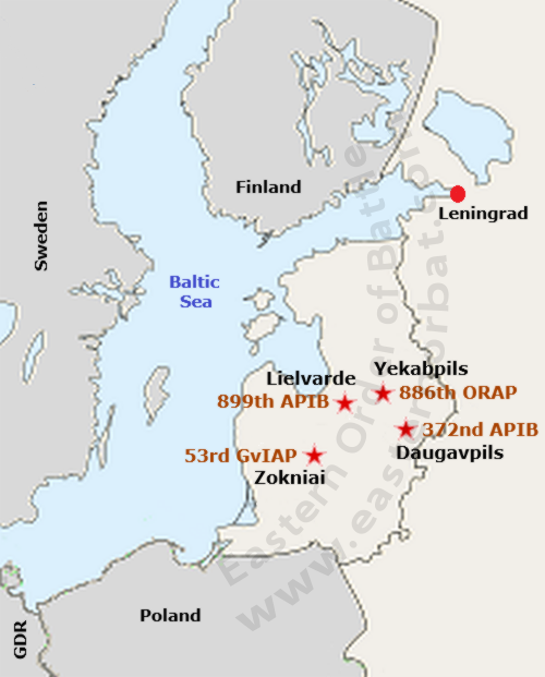 Soviet 15th Tactical Air Army Baltic Military District map 1988